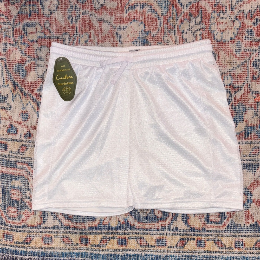 Cadets Check Out Mesh Shorts in White SZ 12/14 (31-34” Waist) NWT